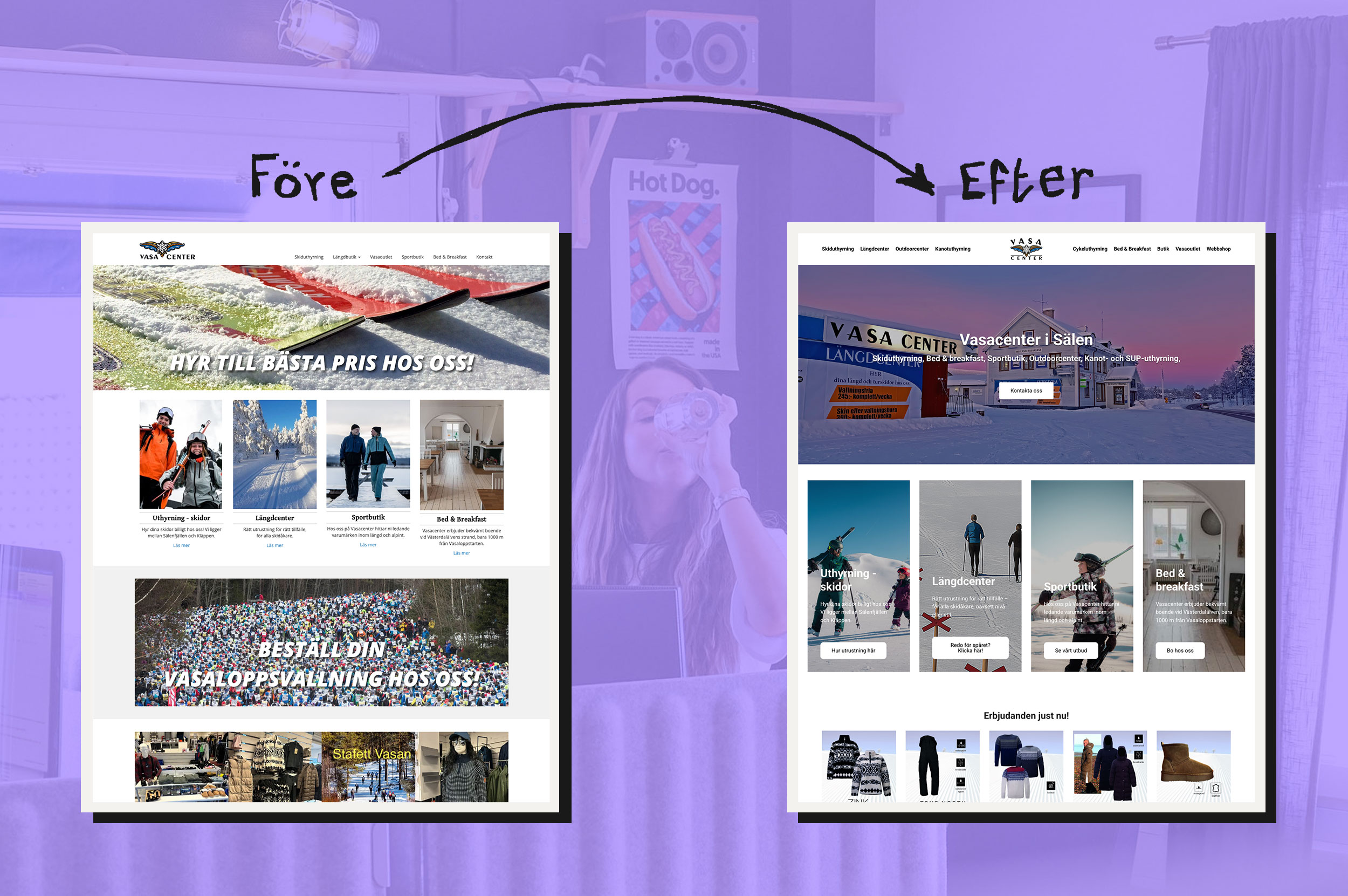 Vasacenter hemsida - Före och efter